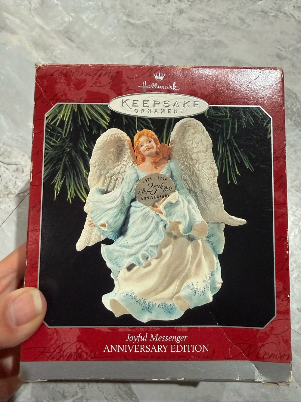 Vintage 1998 Hallmark Keepsake Ornament Joyful Messenger Angel 25th Anniversary